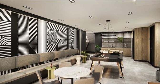 Billiard Table, Game Room, Interior, Living room, Pendant Lights, Recessed Lighting