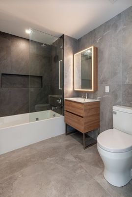 Bathroom, Glass Shower, Interior, Recessed Lighting
