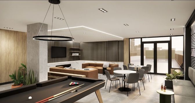 Billiard Table, Dining room, Game Room, Interior, Living room, Pendant Lights, Recessed Lighting