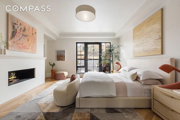 Bedroom, Fireplace, Interior, Wood Texture Flooring