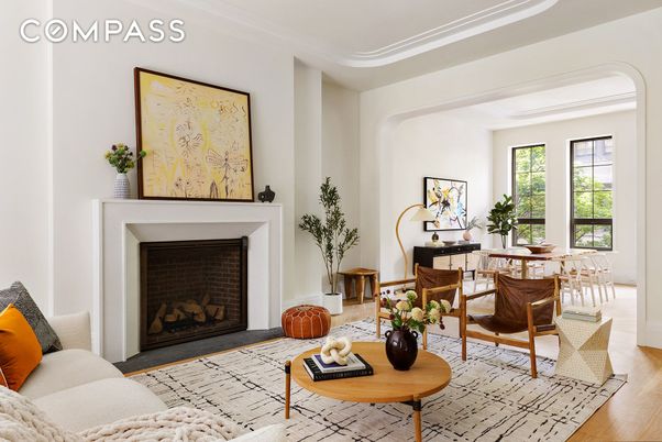Fireplace, Home Office, Interior, Living room, Wood Texture Flooring