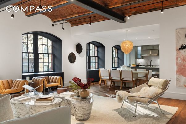 Dining room, Interior, Kitchen, Living room, Pendant Lights, Recessed Lighting, Wooden Beams, Wooden Ceilings, Wood Texture Flooring