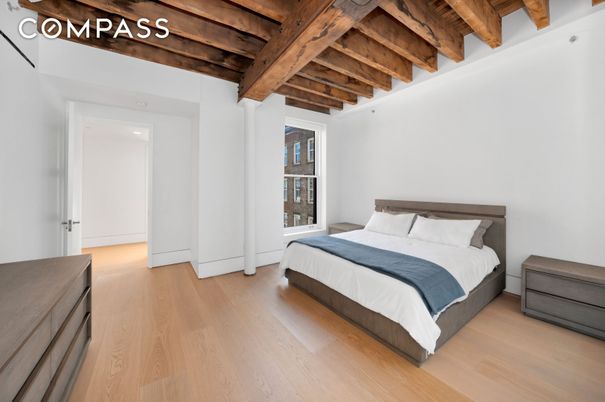 Bedroom, Interior, Recessed Lighting, Wooden Beams, Wooden Ceilings, Wood Texture Flooring