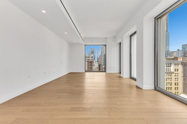 Empty room, Interior, Recessed Lighting, Wood Texture Flooring