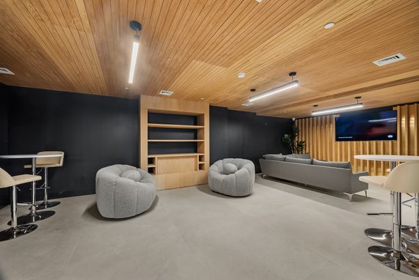 Interior, Living room, Recessed Lighting, Wooden Ceilings, Wooden Walls