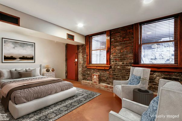 Bedroom, Interior, Recessed Lighting, Stone Walls