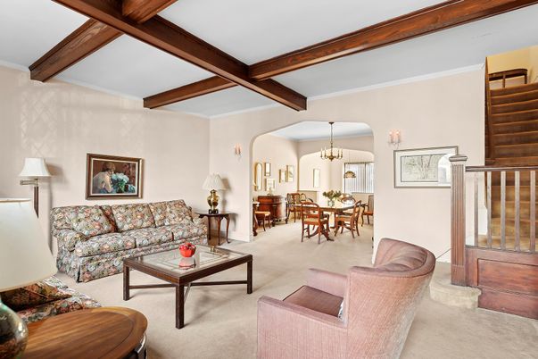 Chandelier, Dining room, Interior, Living room, Wooden Beams