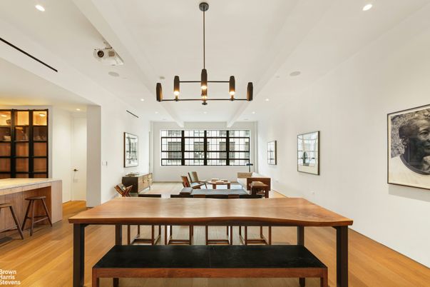 Chandelier, Dining room, Interior, Recessed Lighting, Wood Texture Flooring