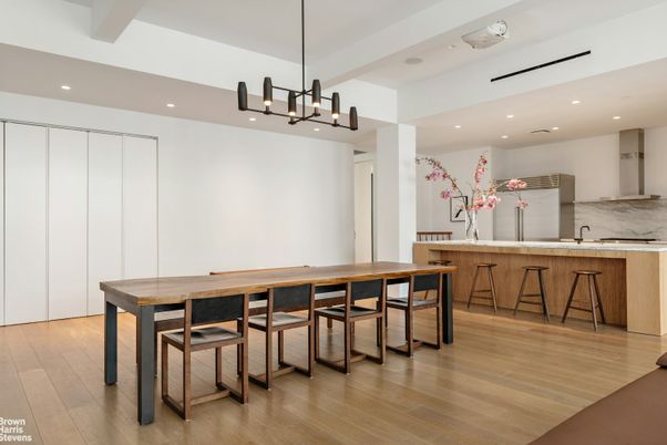Chandelier, Interior, Kitchen, Recessed Lighting, Wood Texture Flooring