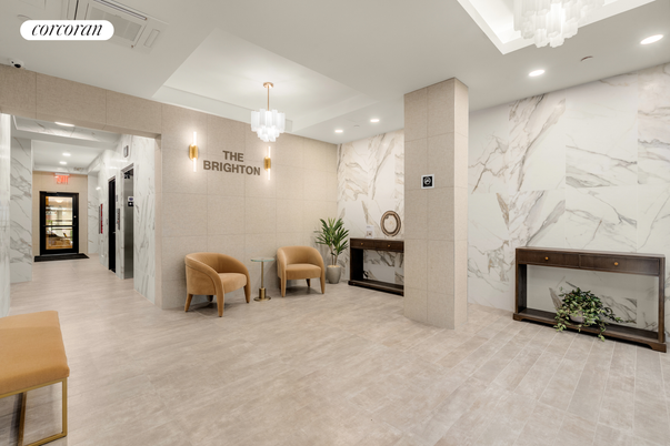 Chandelier, Interior, Marble Walls, Recessed Lighting