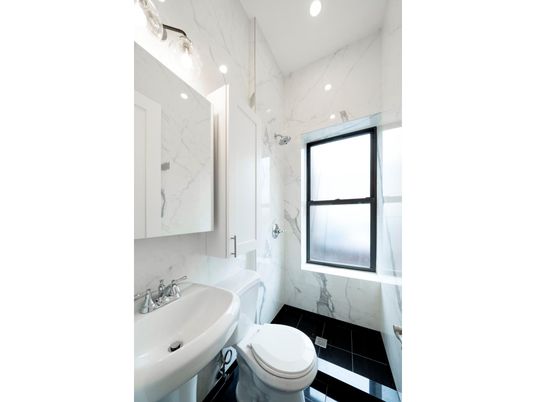 Bathroom, Interior, Marble Walls, Recessed Lighting