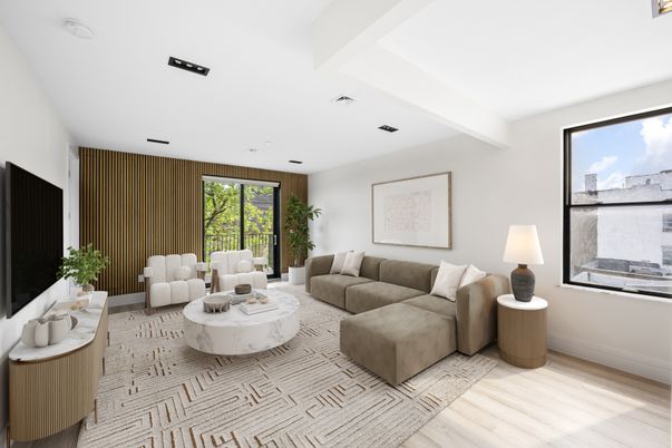 Interior, Living room, Recessed Lighting, Wood Texture Flooring