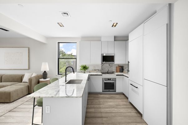 Interior, Kitchen, Living room, Recessed Lighting, Wood Texture Flooring