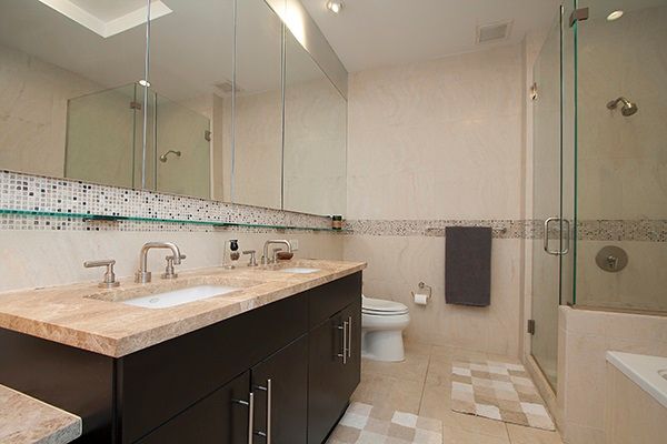 Bathroom, Dual Sink Vanities, Glass Shower, Interior, Recessed Lighting