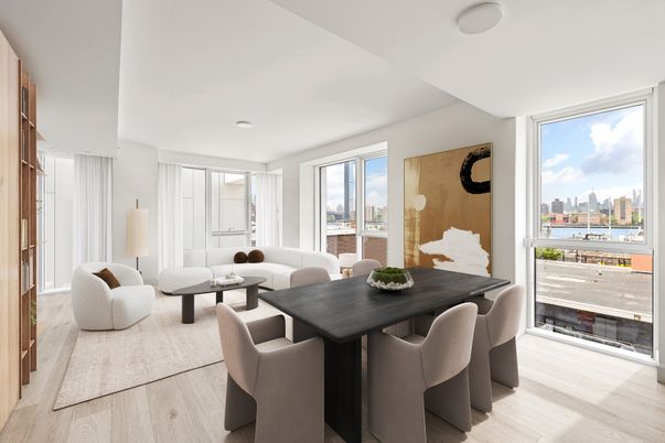 Interior, Kitchen, Living room, Recessed Lighting, Wood Texture Flooring
