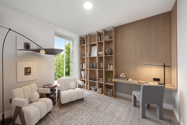 Home Office, Interior, Recessed Lighting, Wood Texture Flooring