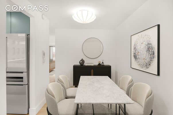 Dining room, Interior, Stainless Steel Appliances, Wood Texture Flooring