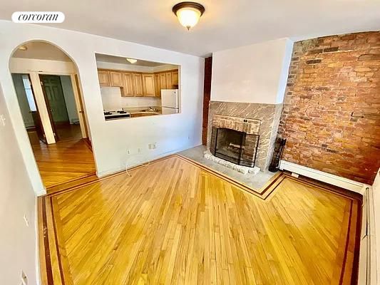 Fireplace, Interior, Kitchen, Wood Texture Flooring