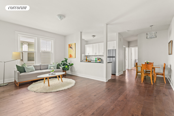 Dining room, Interior, Kitchen, Living room, Pendant Lights, Wood Texture Flooring