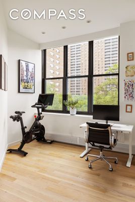 Fitness Equipment, Home Office, Interior, Recessed Lighting, Wood Texture Flooring