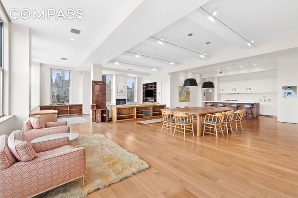 Dining room, Interior, Kitchen, Living room, Pendant Lights, Recessed Lighting, Wood Texture Flooring