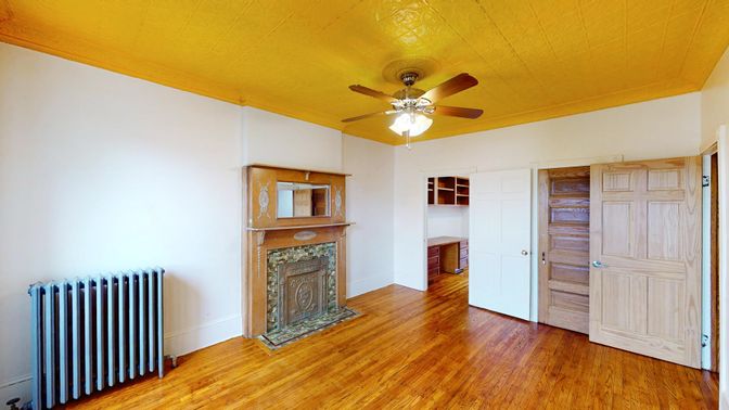 Empty room, Fireplace, Interior, Wood Texture Flooring
