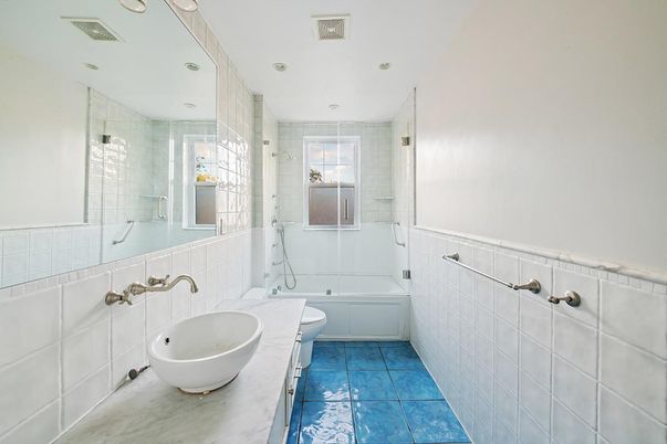 Bathroom, Free Standing Baths, Glass Shower, Interior, Recessed Lighting