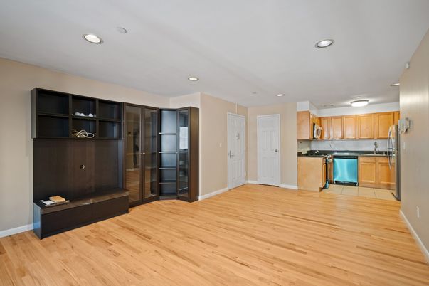 Interior, Kitchen, Recessed Lighting, Wood Texture Flooring