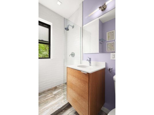 Bathroom, Interior, Recessed Lighting, Wood Texture Flooring