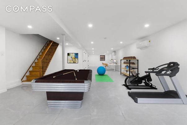 Billiard Table, Fitness Equipment, Game Room, Interior, Recessed Lighting