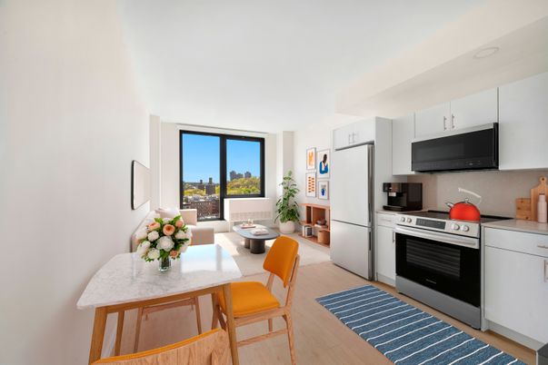 Dining room, Interior, Kitchen, Stainless Steel Appliances, Wood Texture Flooring
