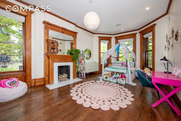Fireplace, Interior, Pendant Lights, Recessed Lighting, Wood Texture Flooring