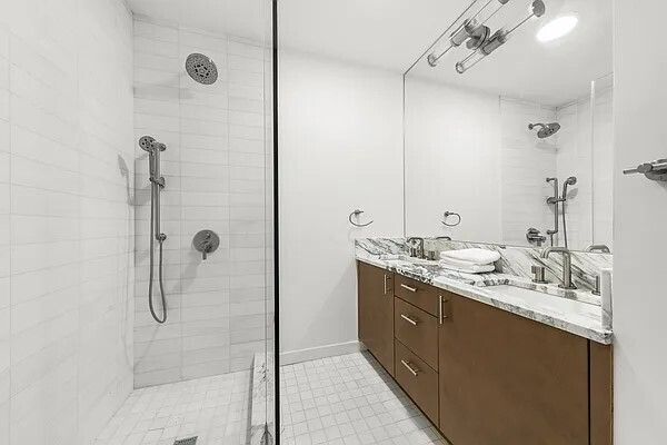 Bathroom, Dual Sink Vanities, Glass Shower, Interior, Recessed Lighting