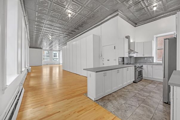 Interior, Kitchen, Stainless Steel Appliances, Wood Texture Flooring
