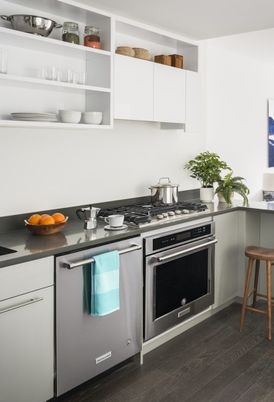 Interior, Kitchen, Stainless Steel Appliances, Wood Texture Flooring