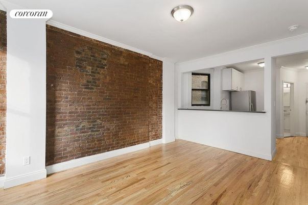 Empty room, Interior, Kitchen, Stone Walls, Wood Texture Flooring