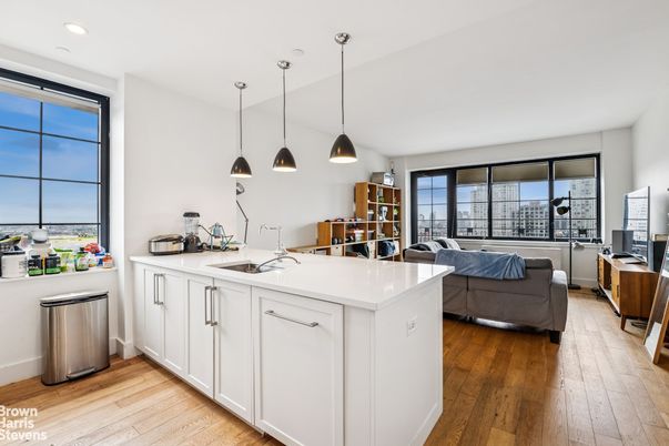 Interior, Kitchen, Living room, Pendant Lights, Recessed Lighting, Wood Texture Flooring
