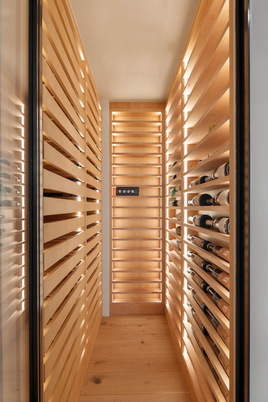 Interior, Wine Storage, Wood Texture Flooring, Wooden Walls