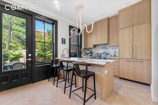 Interior, Kitchen, Pendant Lights, Recessed Lighting, Wood Texture Flooring