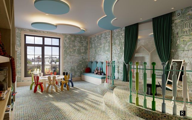 Dining room, Interior, Recessed Lighting, Stone Walls