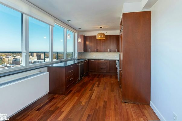 Interior, Kitchen, Pendant Lights, Water, Wood Texture Flooring