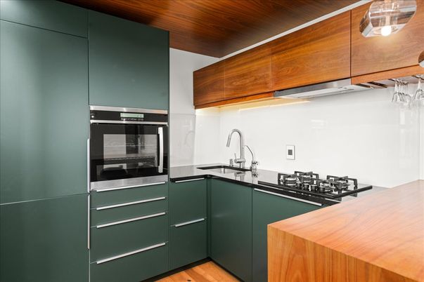 Interior, Kitchen, Stainless Steel Appliances, Wood Texture Flooring