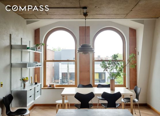 Dining room, Interior, Pendant Lights, Wooden Beams, Wood Texture Flooring