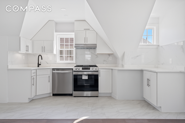 Interior, Kitchen, Marble, Marble Walls, Recessed Lighting, Stainless Steel Appliances
