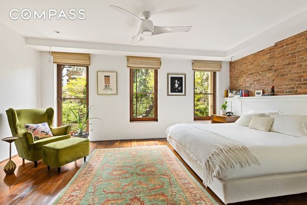 Bedroom, Interior, Stone Walls, Wood Texture Flooring