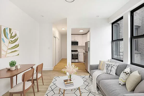 Dining room, Interior, Kitchen, Living room, Recessed Lighting, Stainless Steel Appliances, Wood Texture Flooring