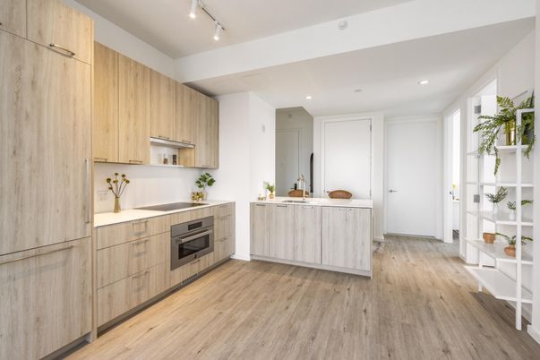 Interior, Kitchen, Recessed Lighting, Wood Texture Flooring