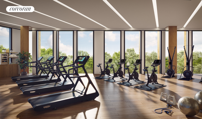 Fitness Equipment, Gym, Interior, Wood Texture Flooring