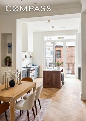 Dining room, Interior, Kitchen, Pendant Lights, Wood Texture Flooring