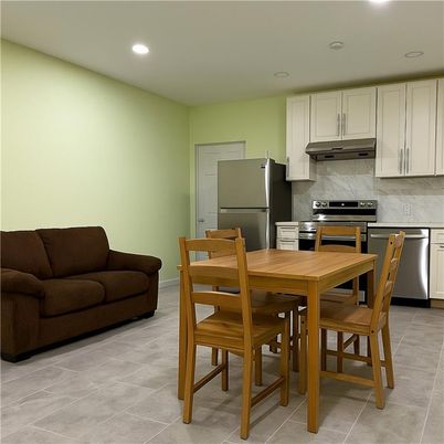 Dining room, Interior, Kitchen, Recessed Lighting, Stainless Steel Appliances